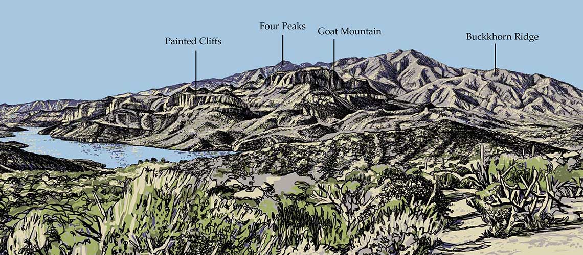 Samples of geology illustrations for interp panels